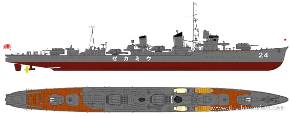 Корабль IJN Umikaze [Destroyer] - чертежи, габариты, рисунки